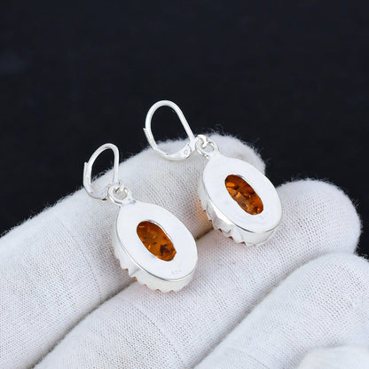Amber Gemstone Dangle Earrings