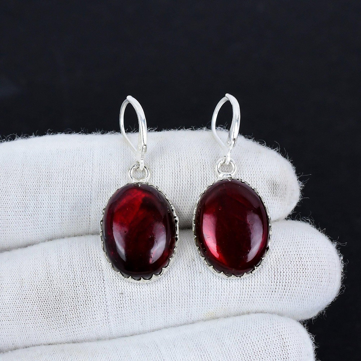 Red Labradorite Gemstone Earrings