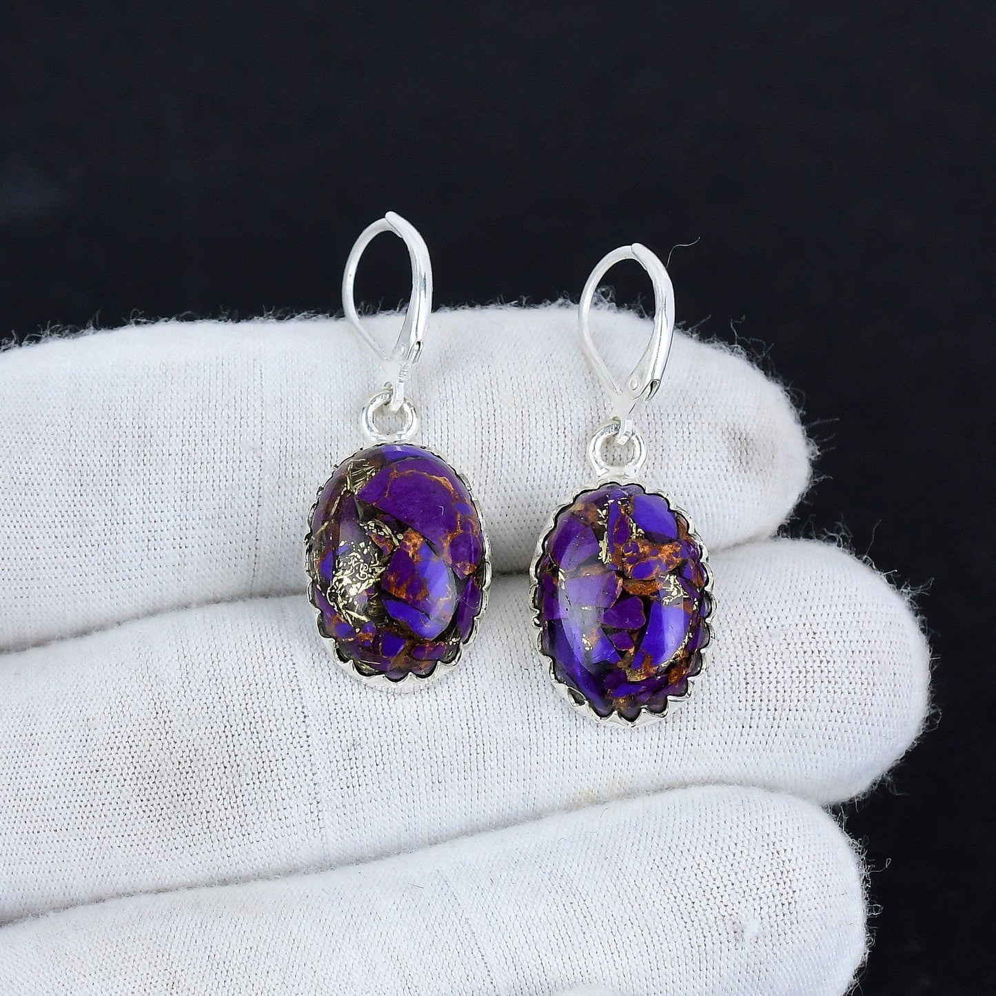 Purple Spiny Turquoise Gemstone Earrings