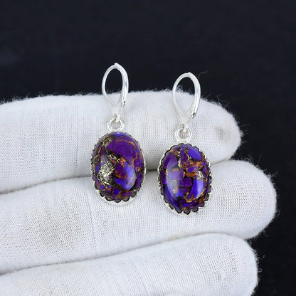 Purple Spiny Turquoise Gemstone Earrings