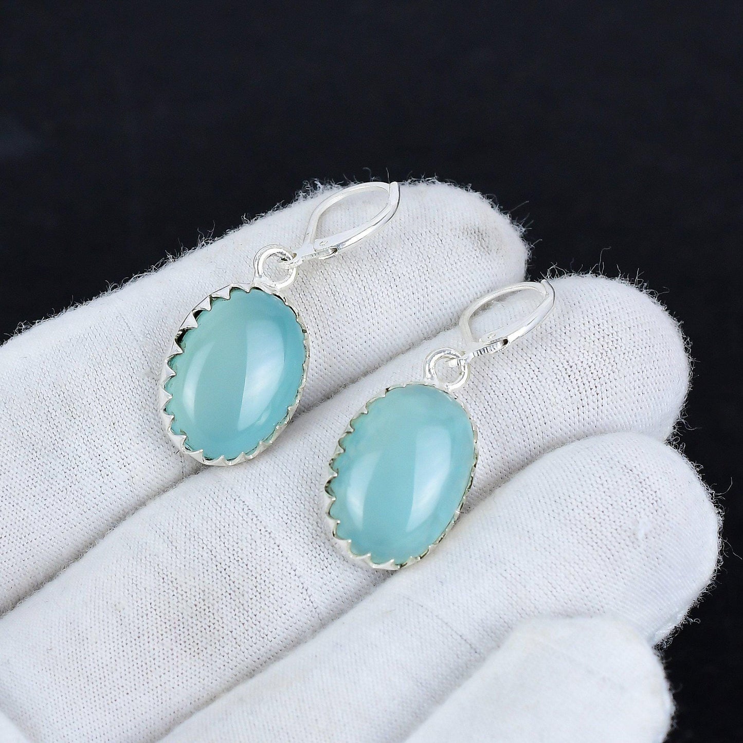 Green Onyx Gemstone Dangle Earrings