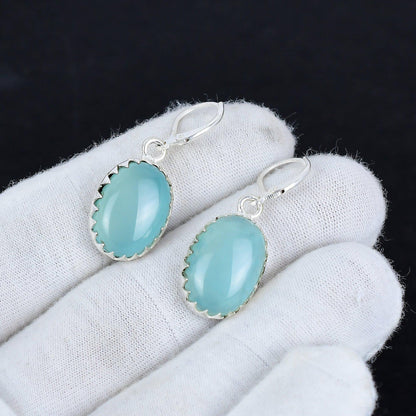 Green Onyx Gemstone Dangle Earrings