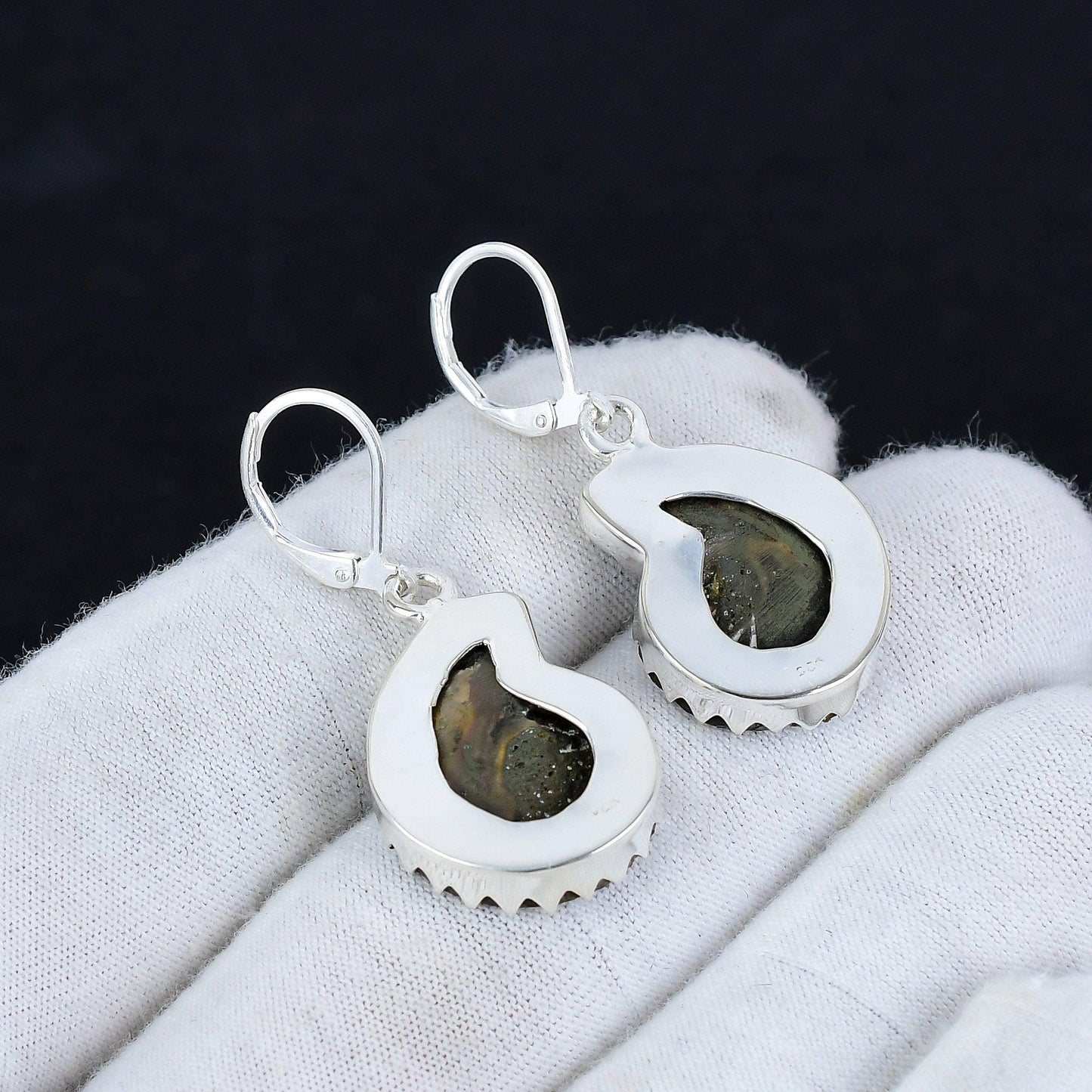 Brown Ammonite Gemstone Earrings