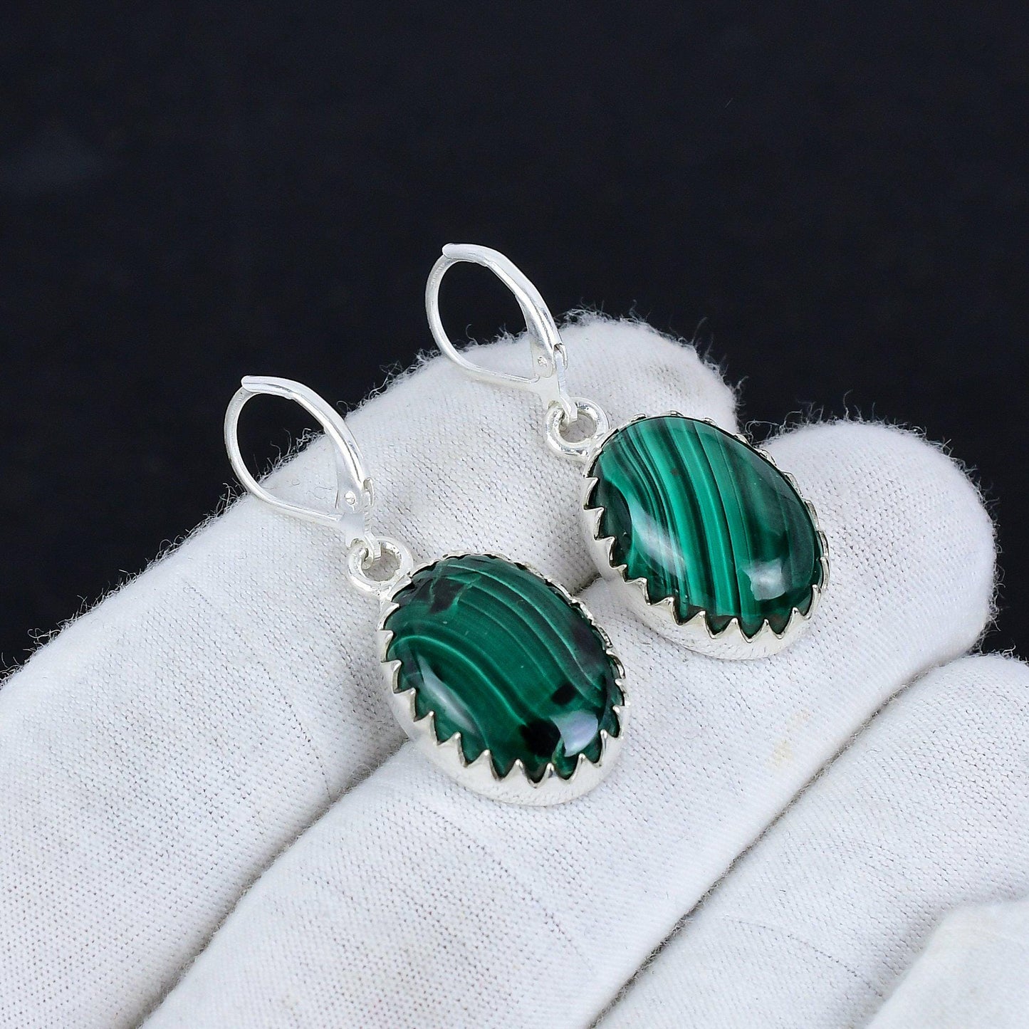 Green Malachite Gemstone Earrings