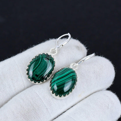 Green Malachite Gemstone Earrings