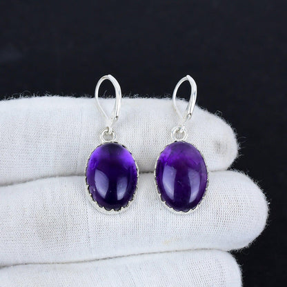 Purple Amethyst Gemstone Earrings