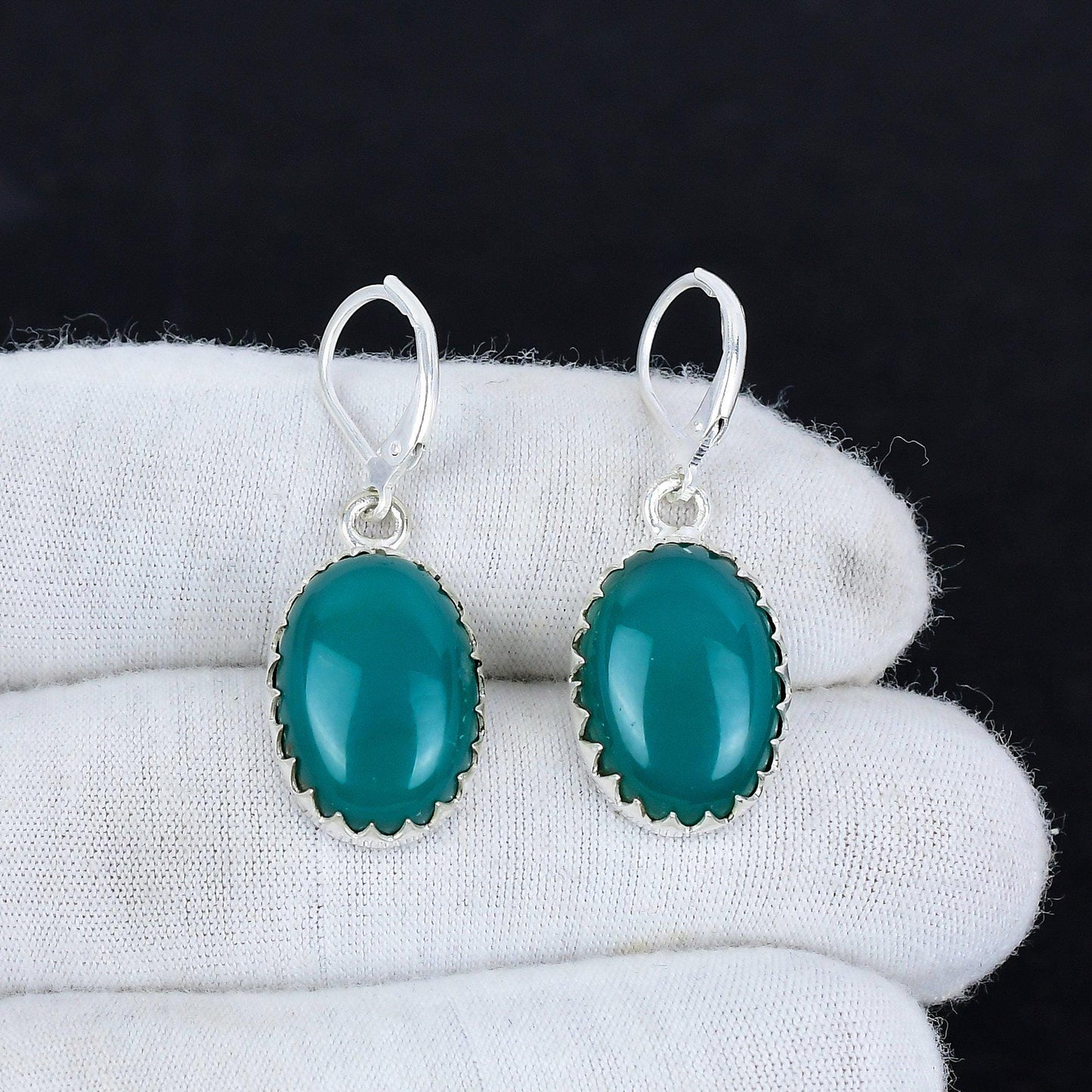 Green Onyx Gemstone Earrings