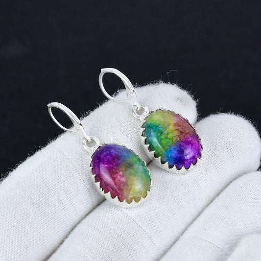 Rainbow Solar Quartz Dangle Earrings