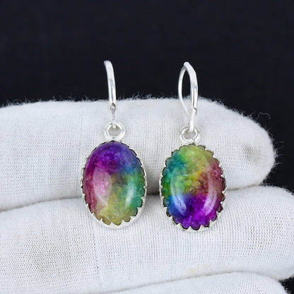 Rainbow Solar Quartz Dangle Earrings