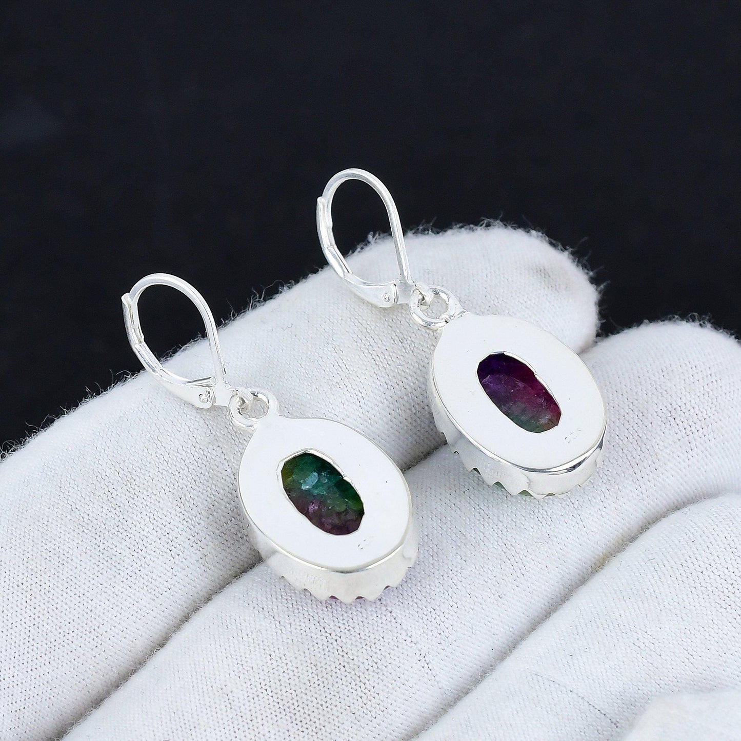 Rainbow Solar Quartz Dangle Earrings