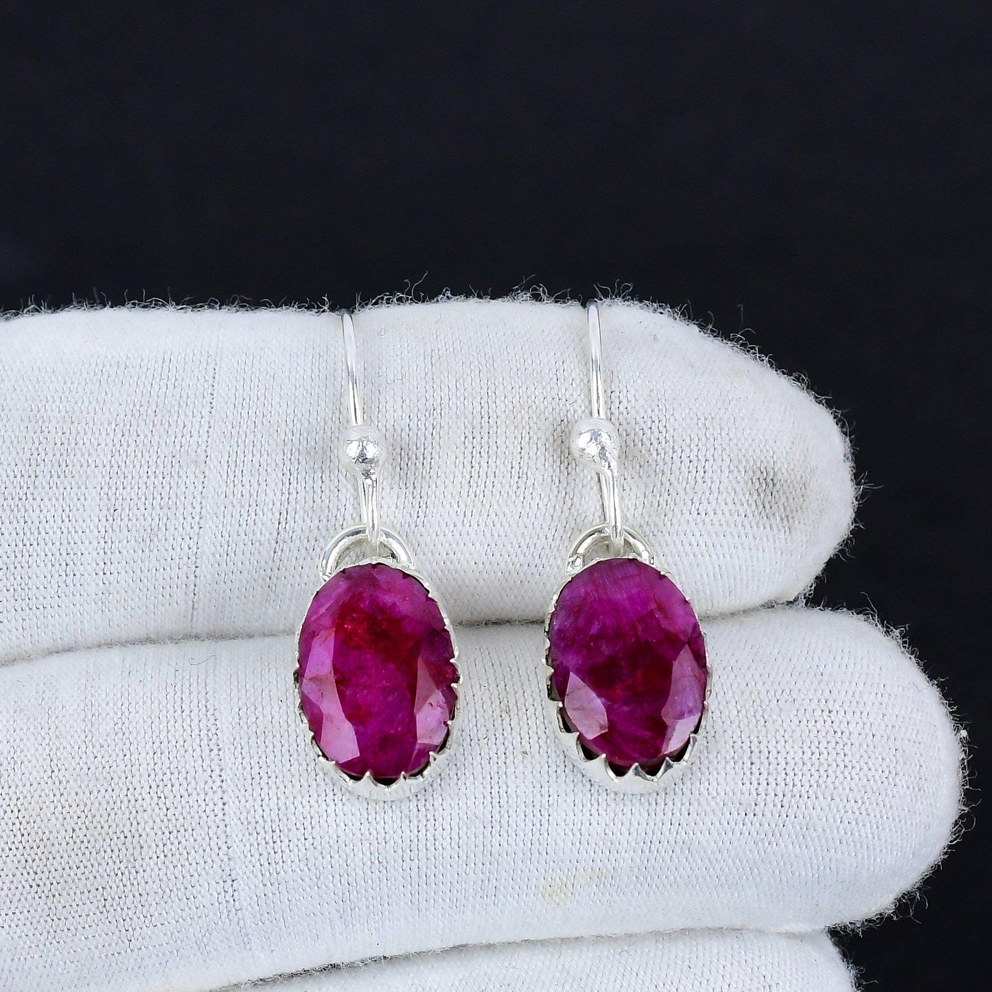 Red Kashmir Ruby Gemstone Earrings