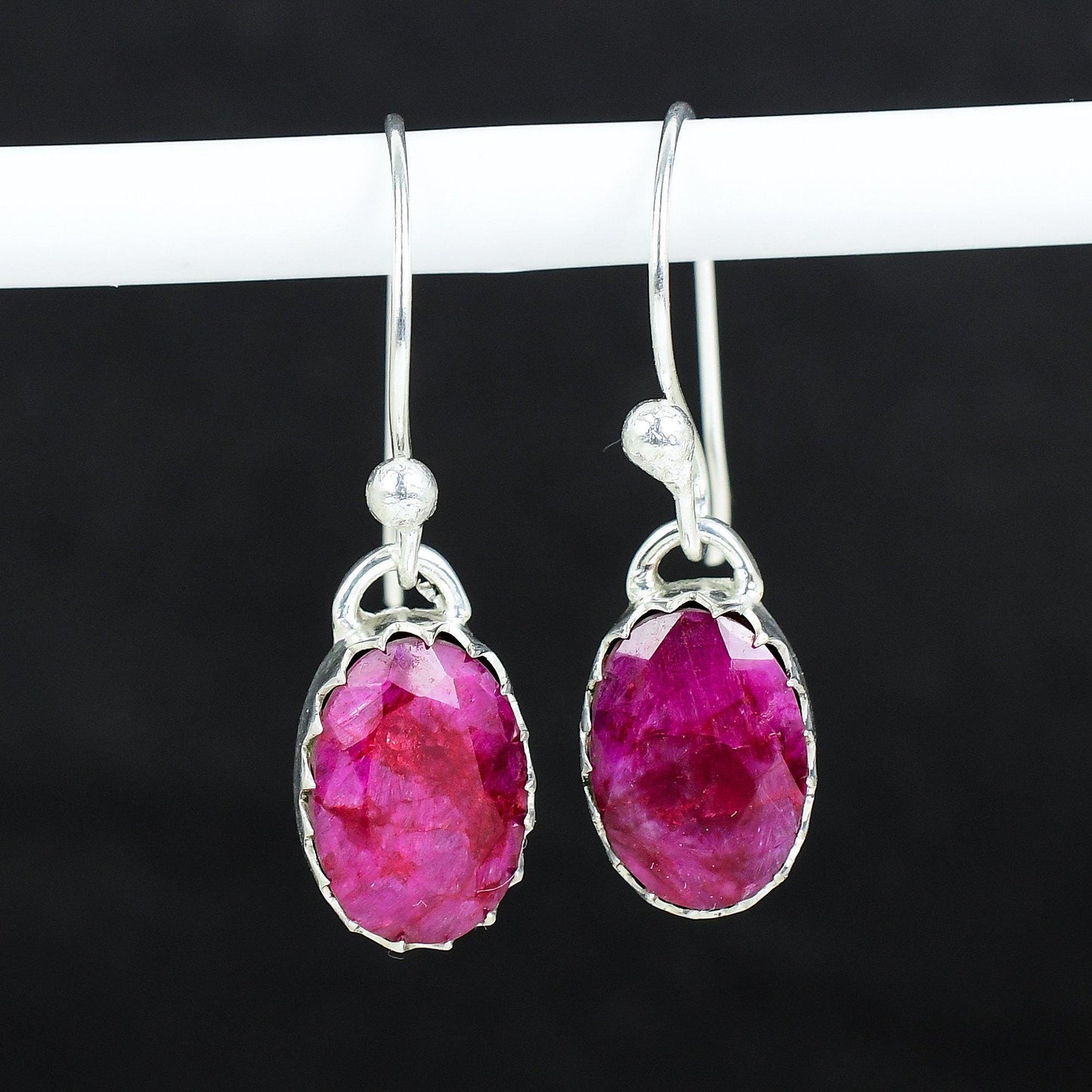 Red Kashmir Ruby Gemstone Earrings