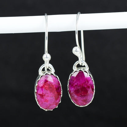 Red Kashmir Ruby Gemstone Earrings