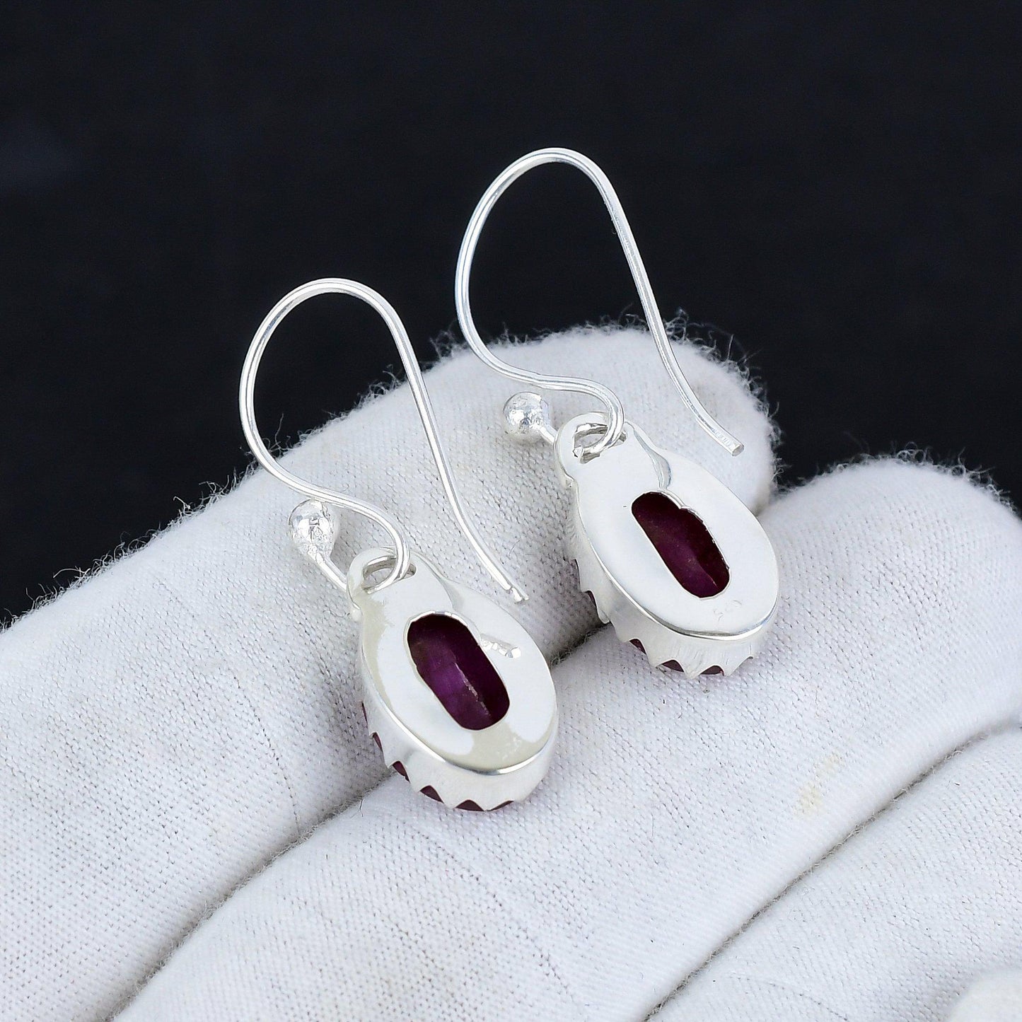 Red Kashmir Ruby Gemstone Earrings