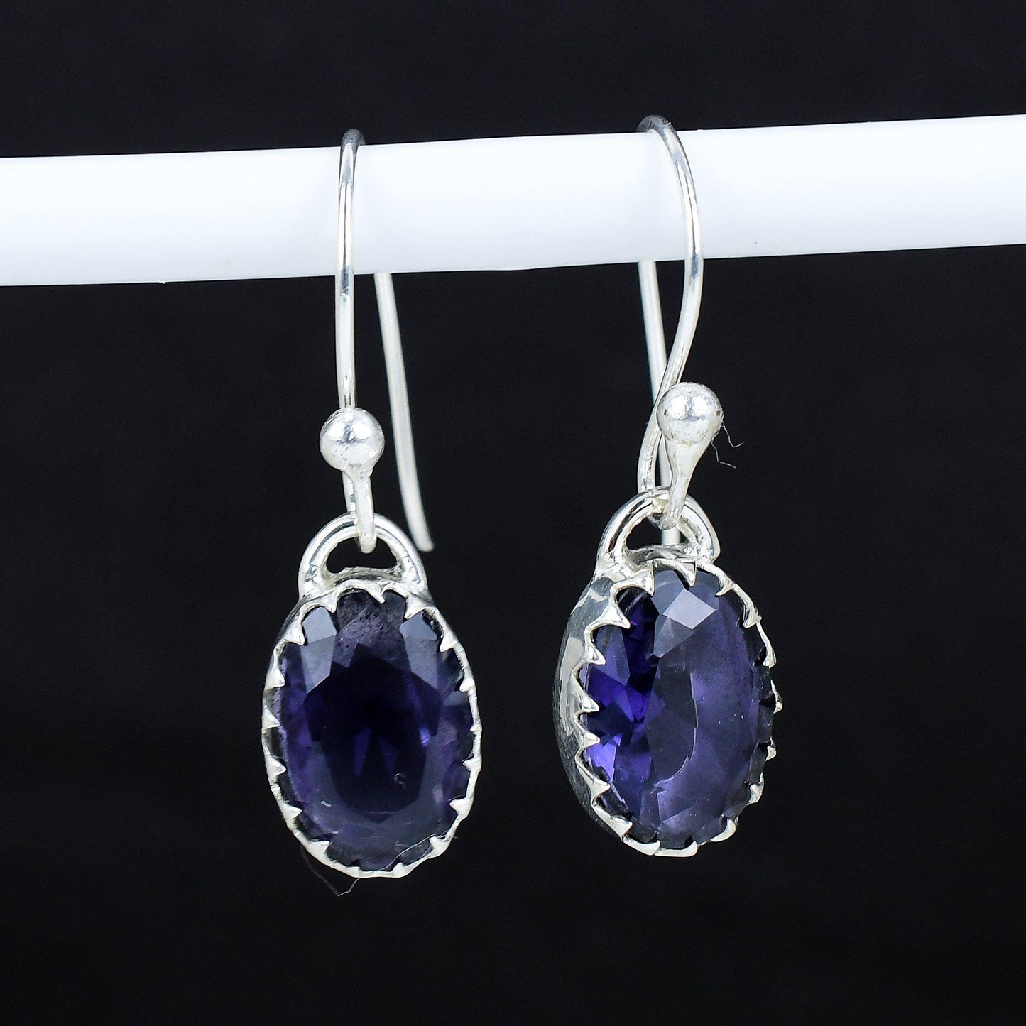 Purple Amethyst Gemstone Dangle Earrings