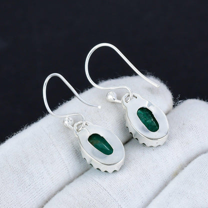 Green Emerald Gemstone Dangle Earrings