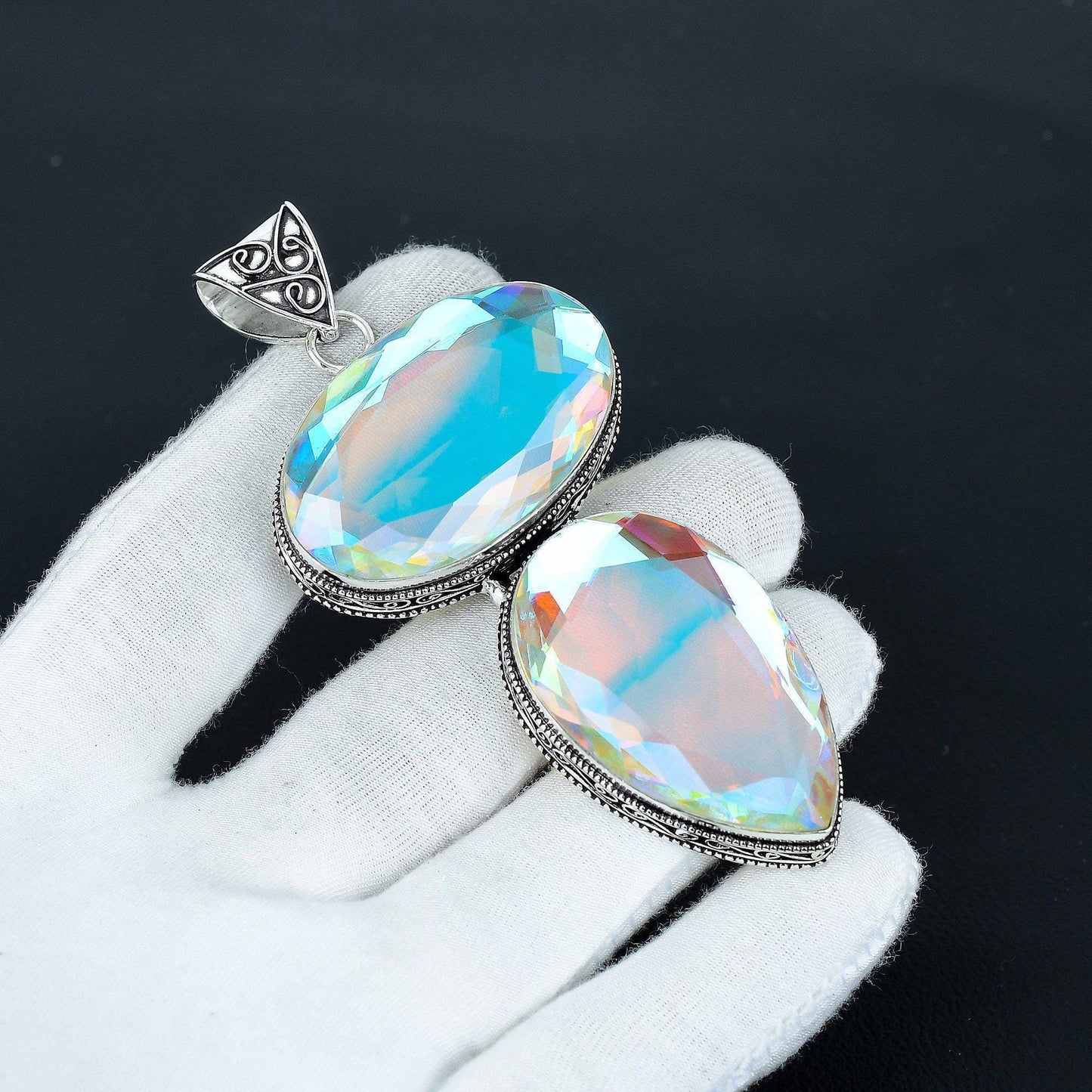 White Mystic Topaz Gemstone Pendant