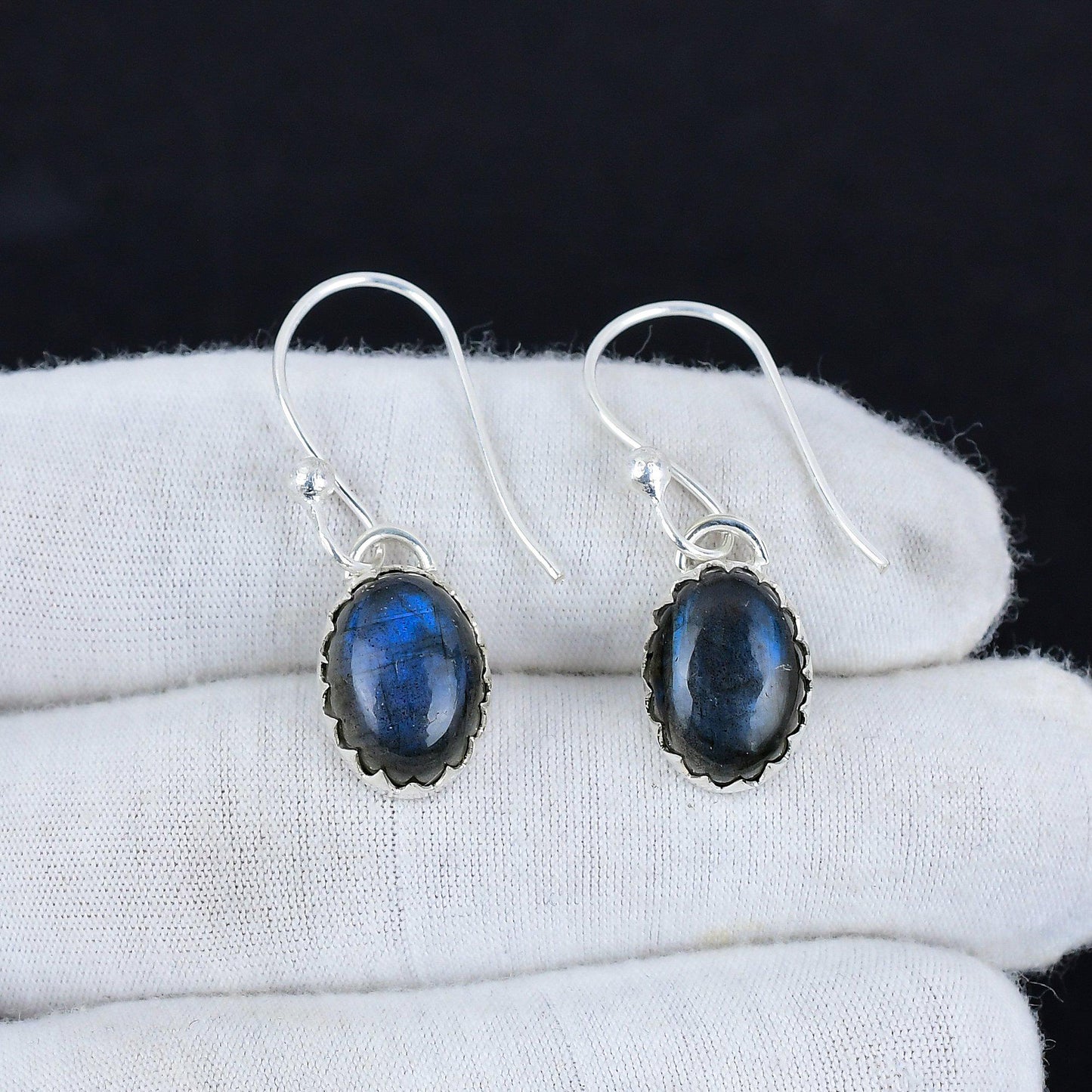 Blue Labradorite Gemstone Earrings