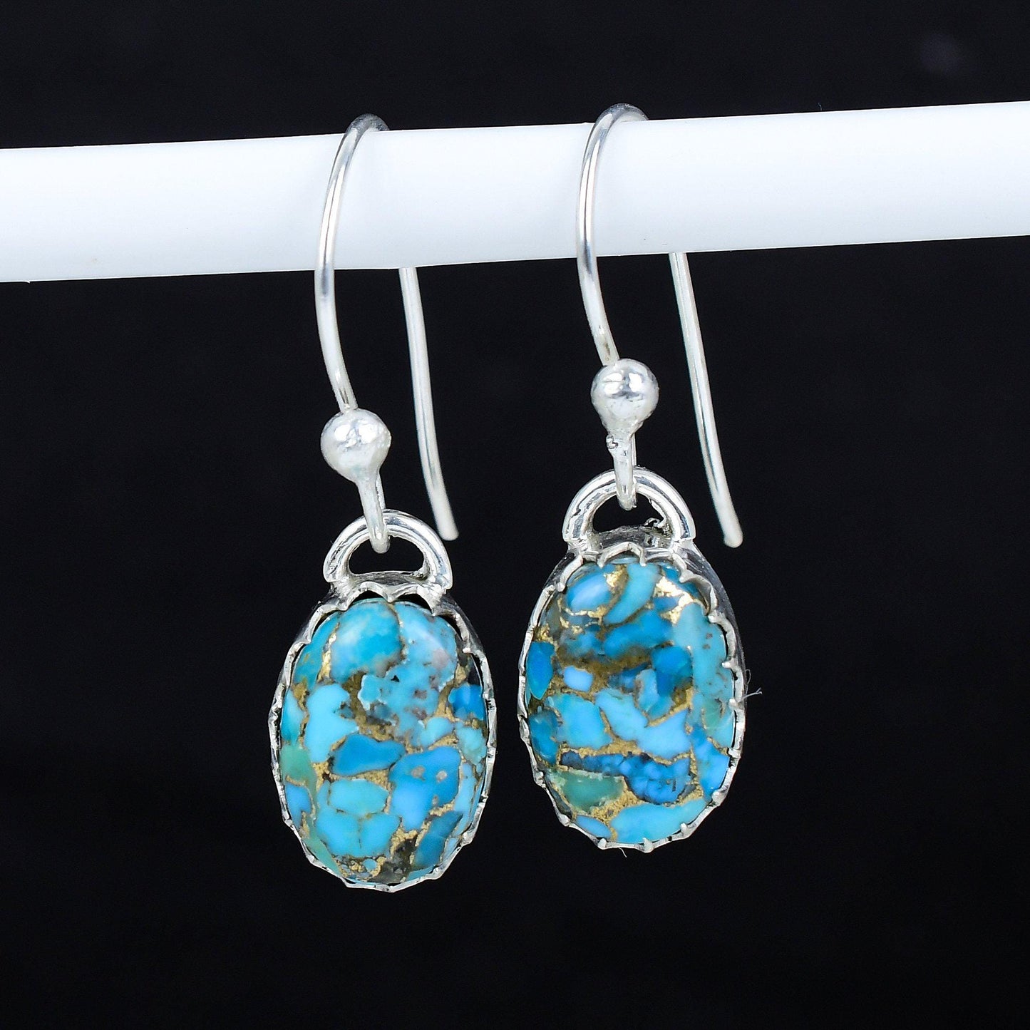 Copper Turquoise Gemstone Dangle Earrings