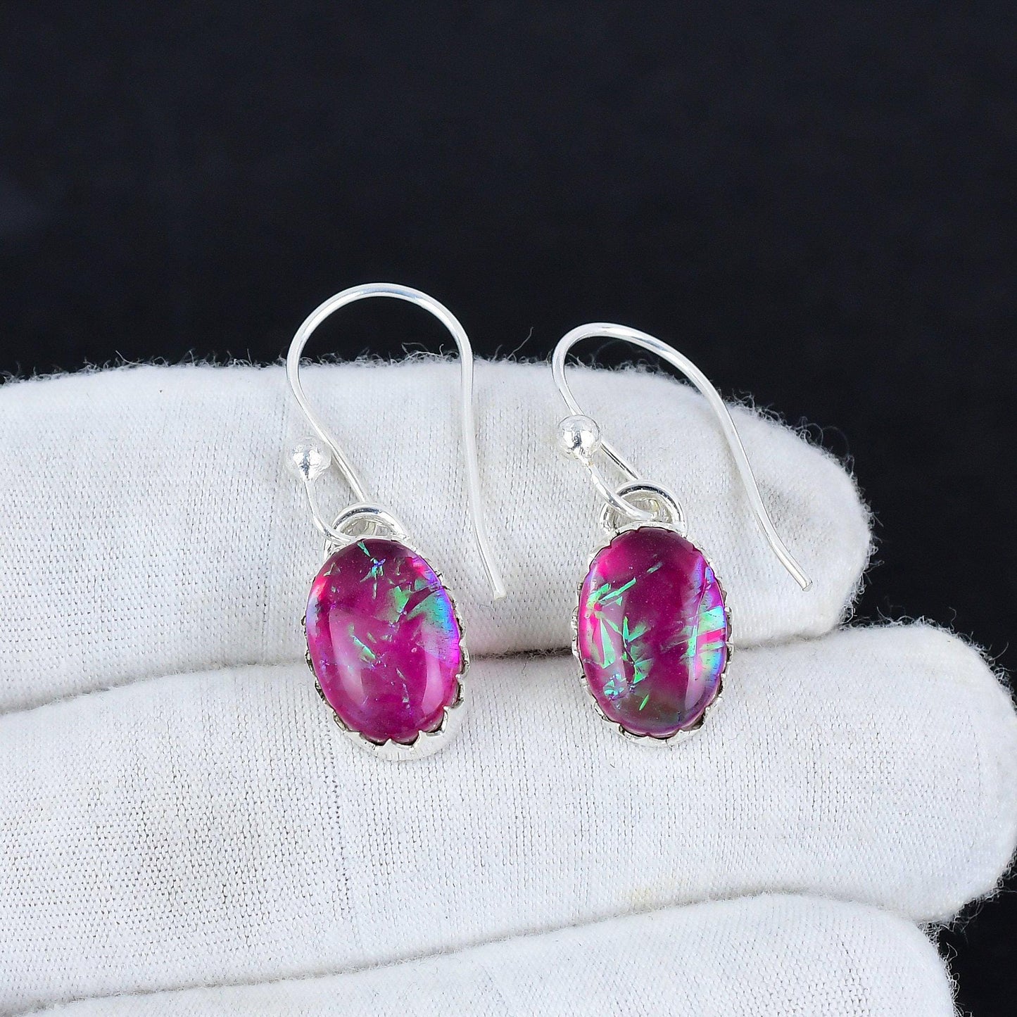 Pink Opal Gemstone Earrings