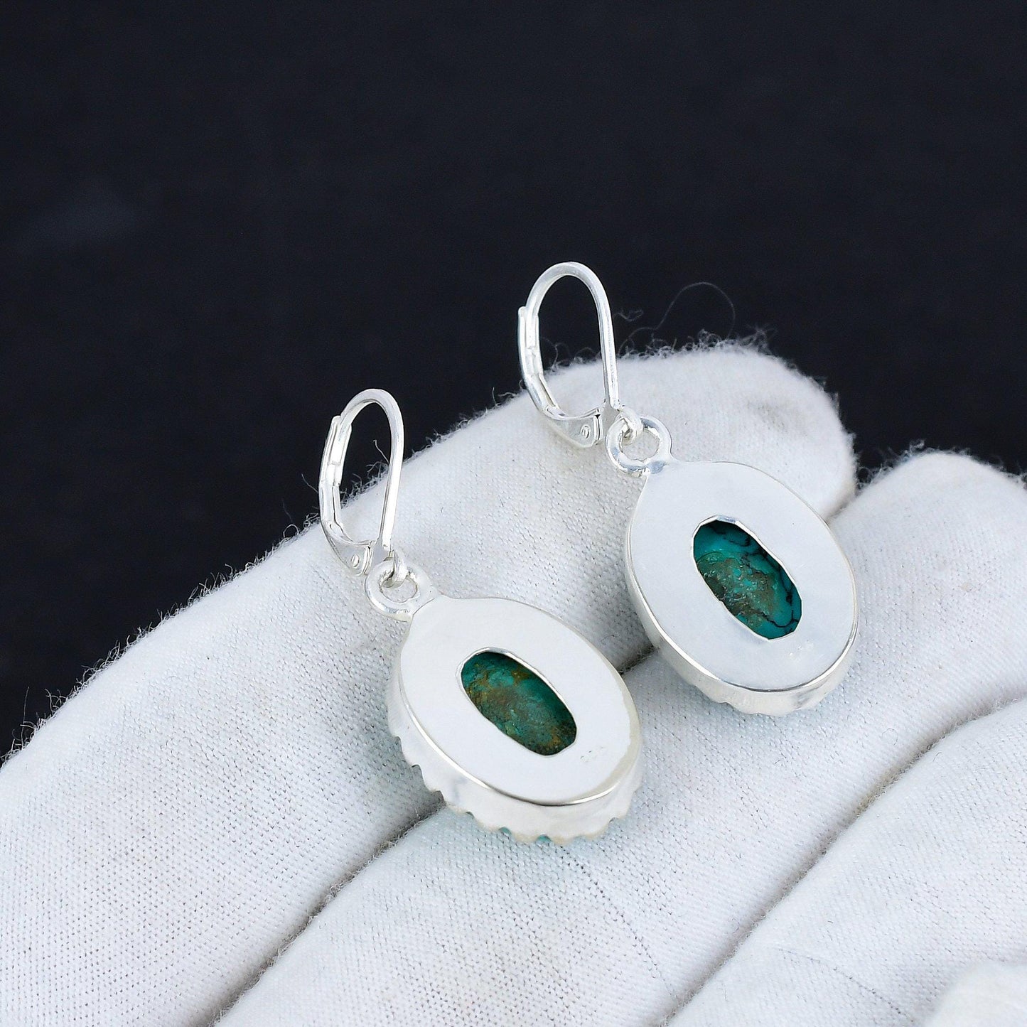 Turquoise Gemstone Silver Dangle Earrings