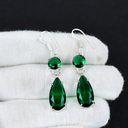 Green Tourmaline Gemstone Earrings