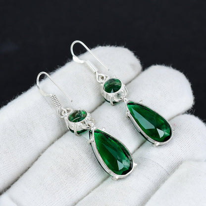 Green Tourmaline Gemstone Earrings