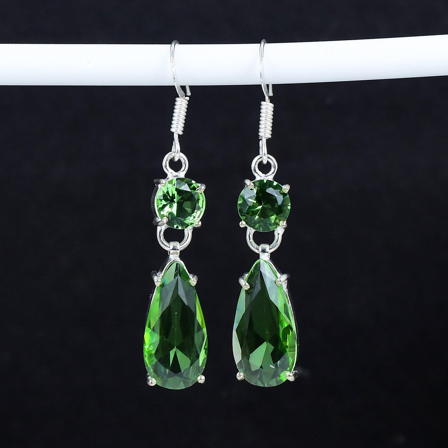 Green Peridot Hook Earrings