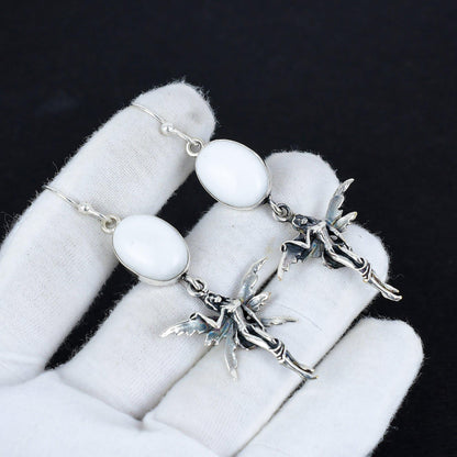 White Coral Gemstone Earrings