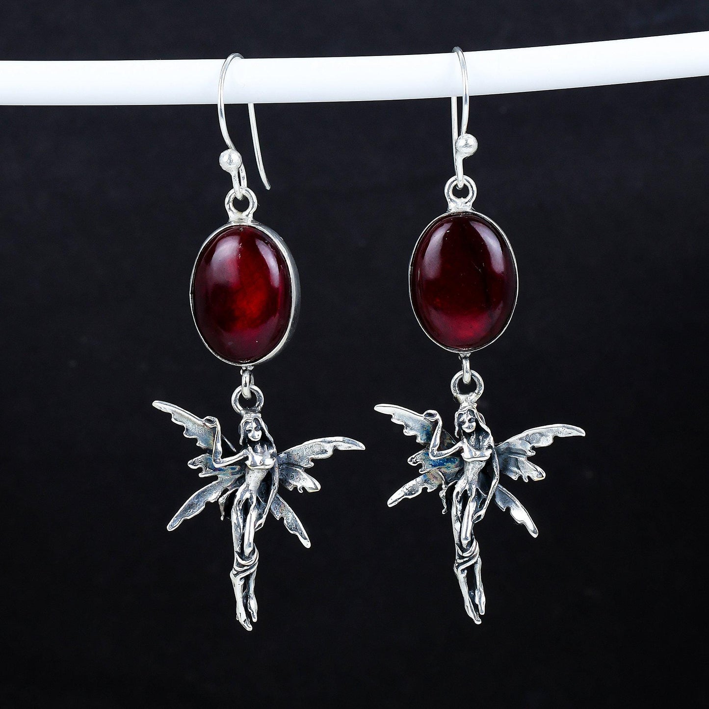 Red Flash Labradorite Gemstone Earrings