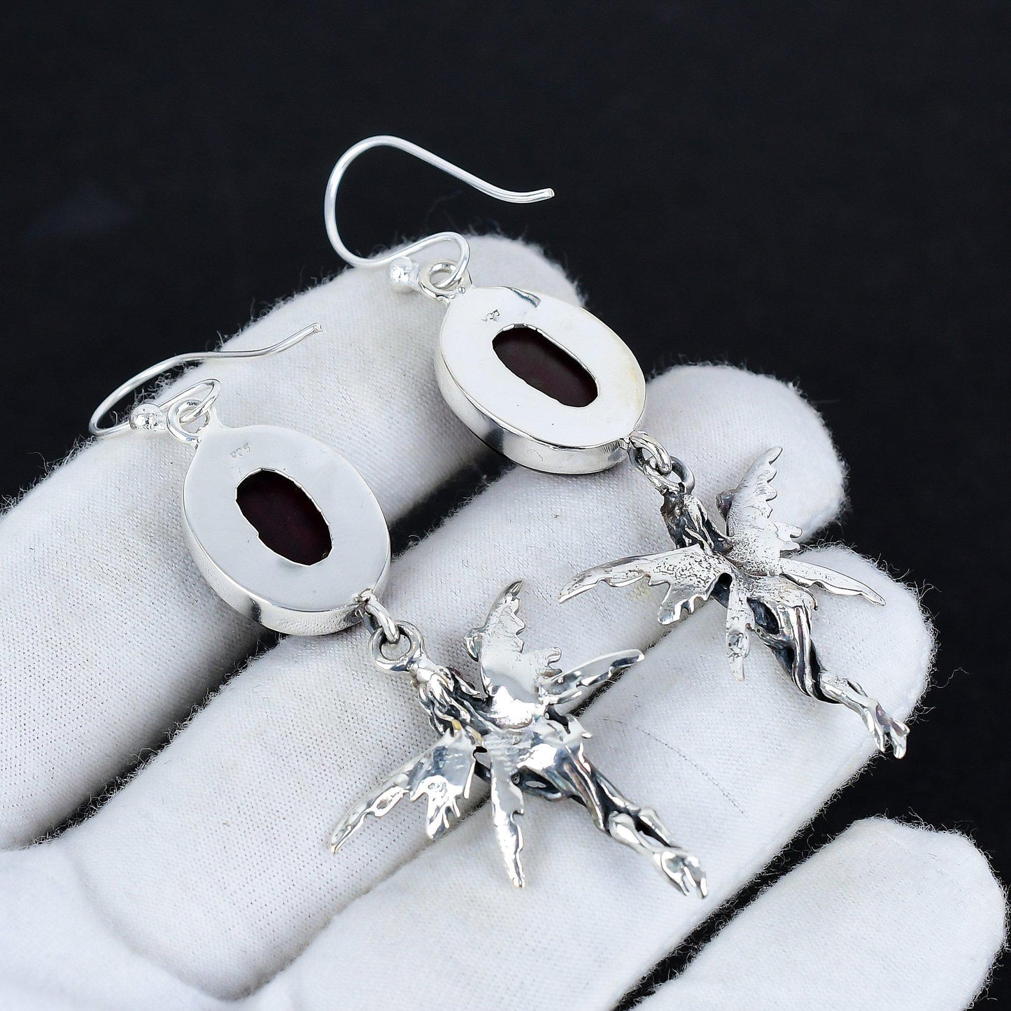 Red Flash Labradorite Gemstone Earrings