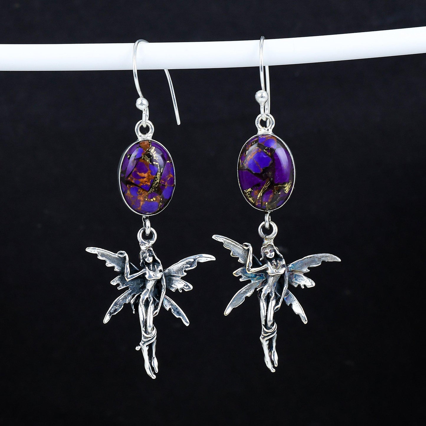 Purple Copper Turquoise Gemstone Earrings
