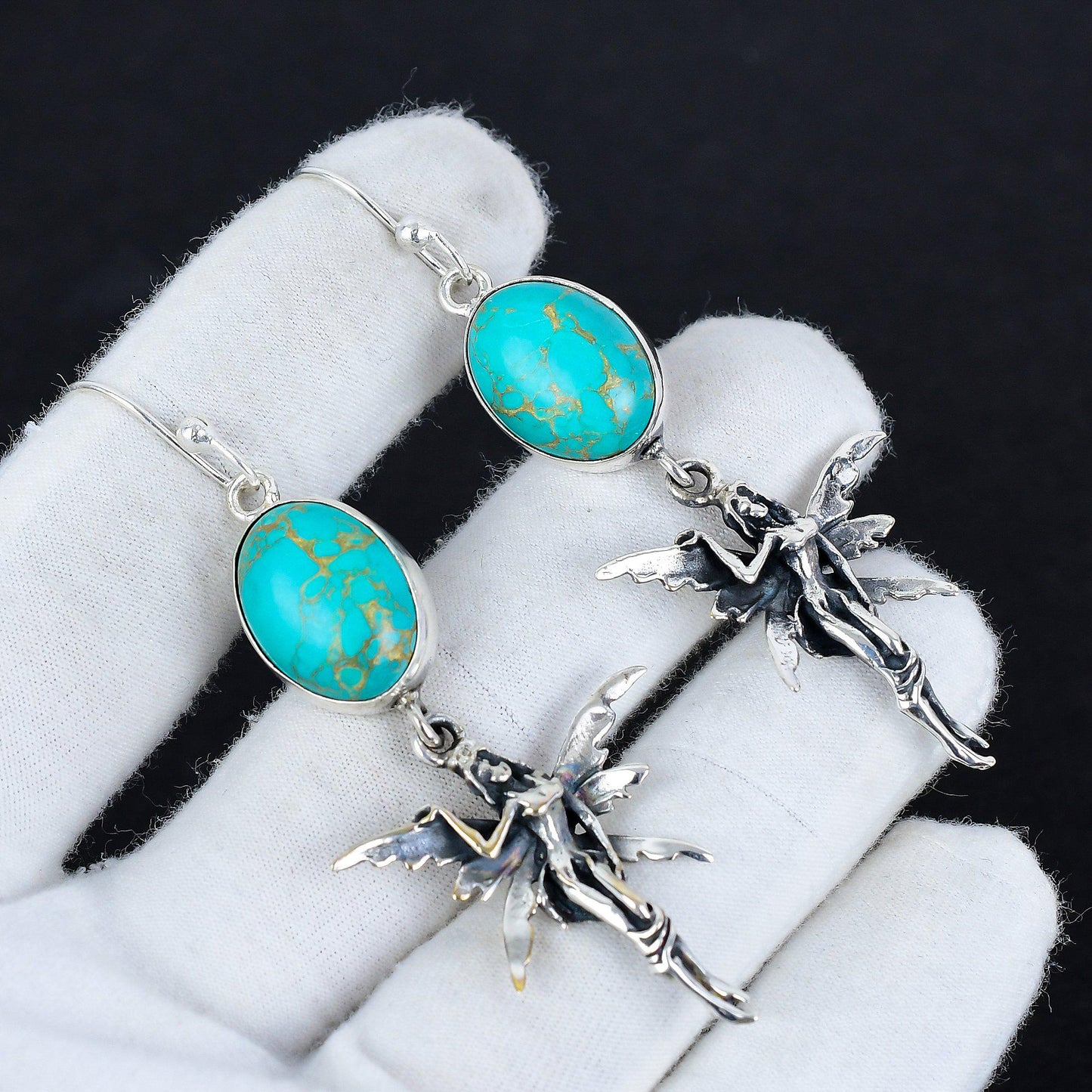 Turquoise Gemstone Hook Earrings