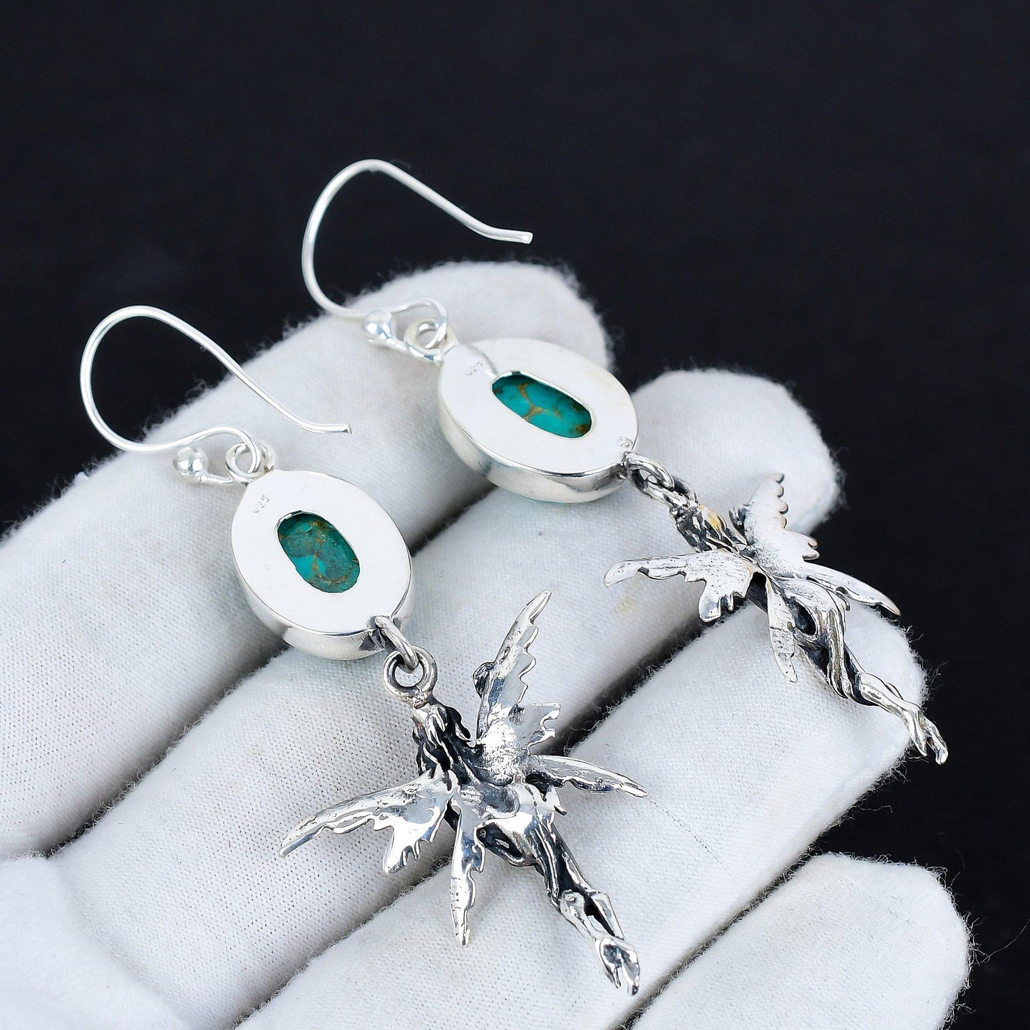 Turquoise Gemstone Hook Earrings