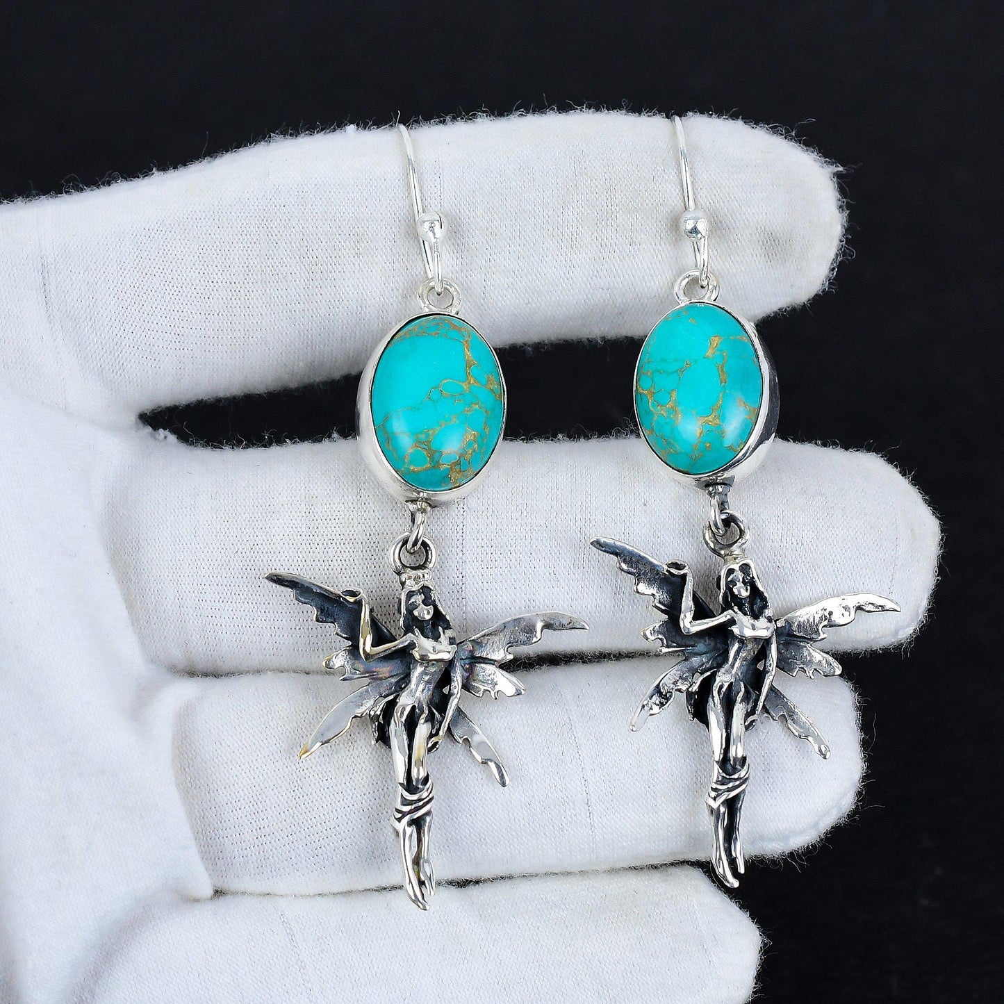 Turquoise Gemstone Hook Earrings