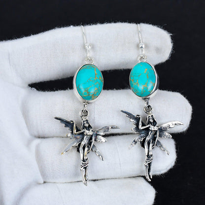 Turquoise Gemstone Hook Earrings