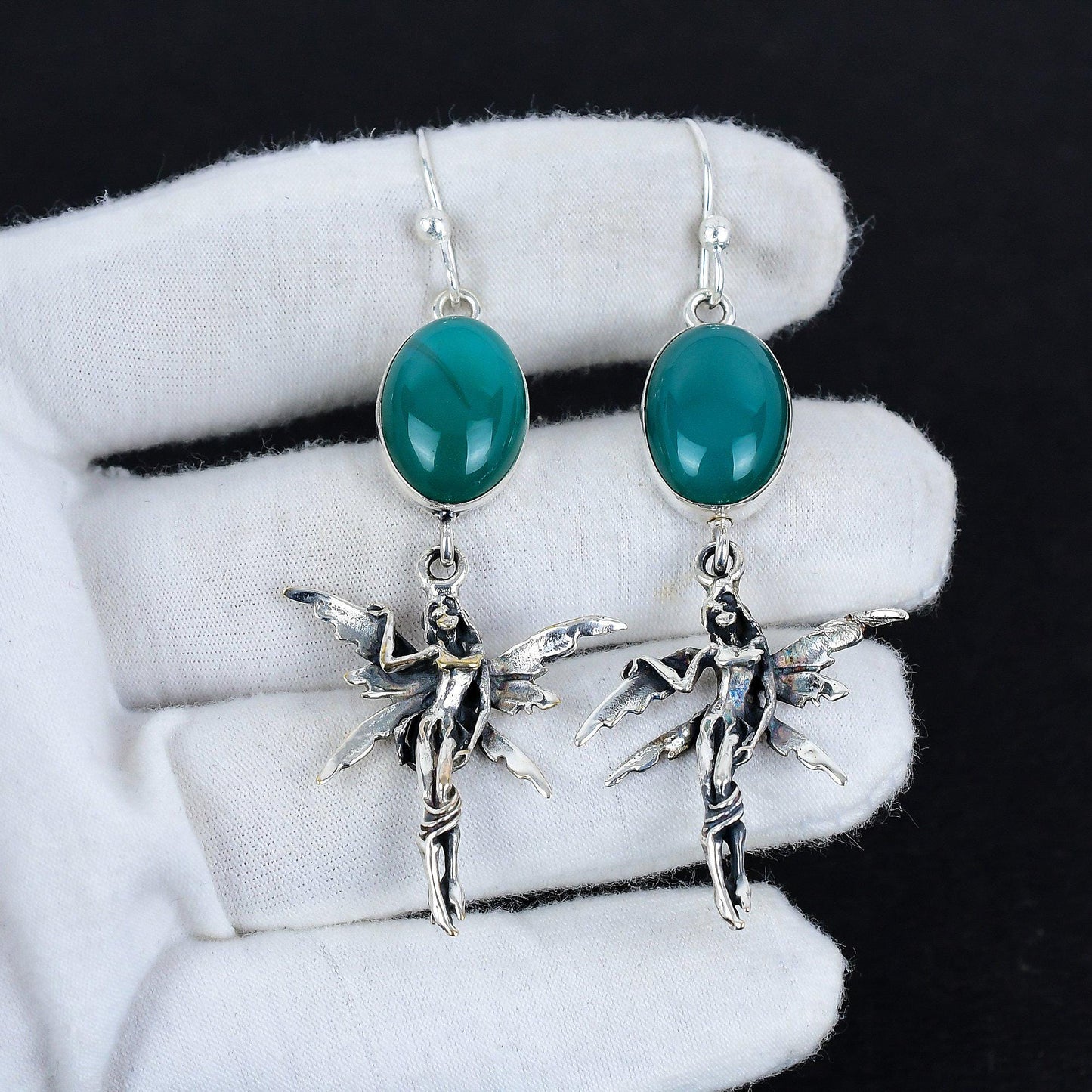 Green Onyx Gemstone Earrings