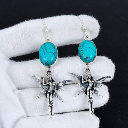 Turquoise Gemstone Hook Earrings