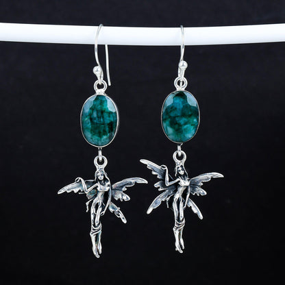 Emerald Green Gemstone Hook Earrings
