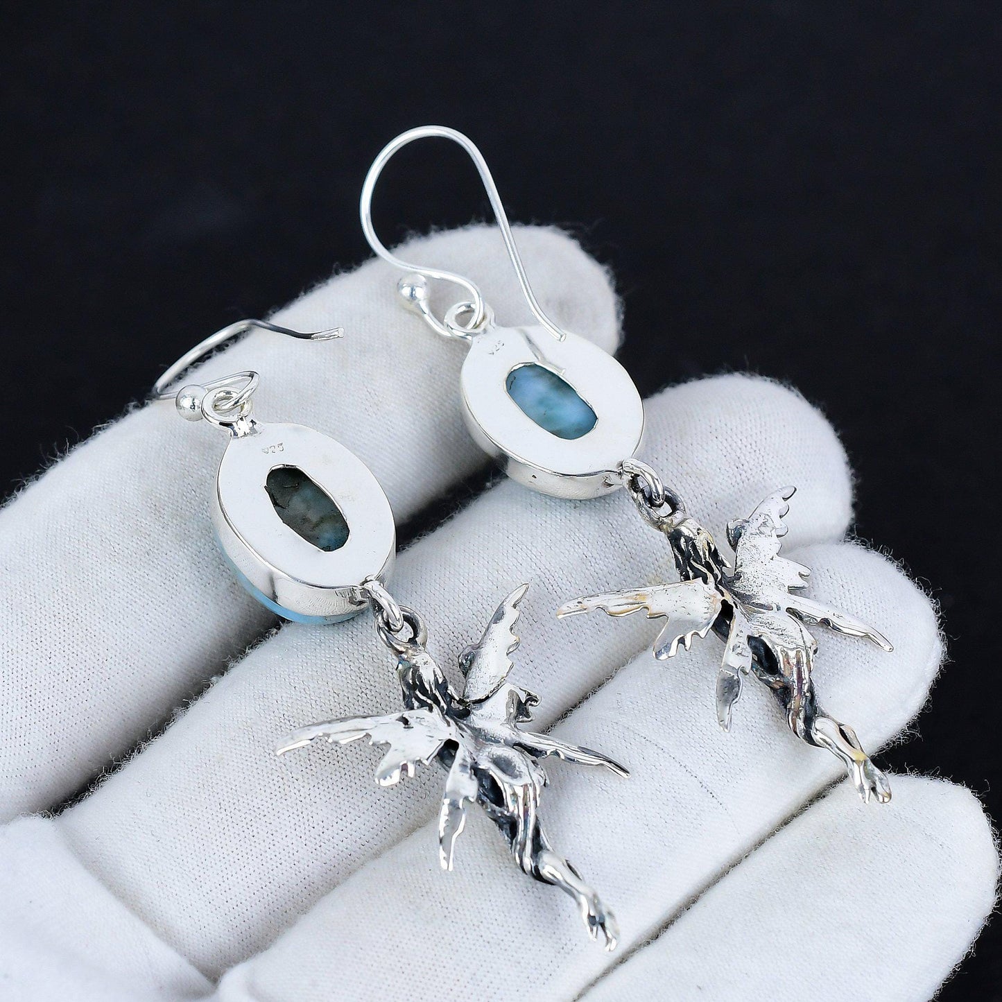Blue Larimar Gemstone Earrings