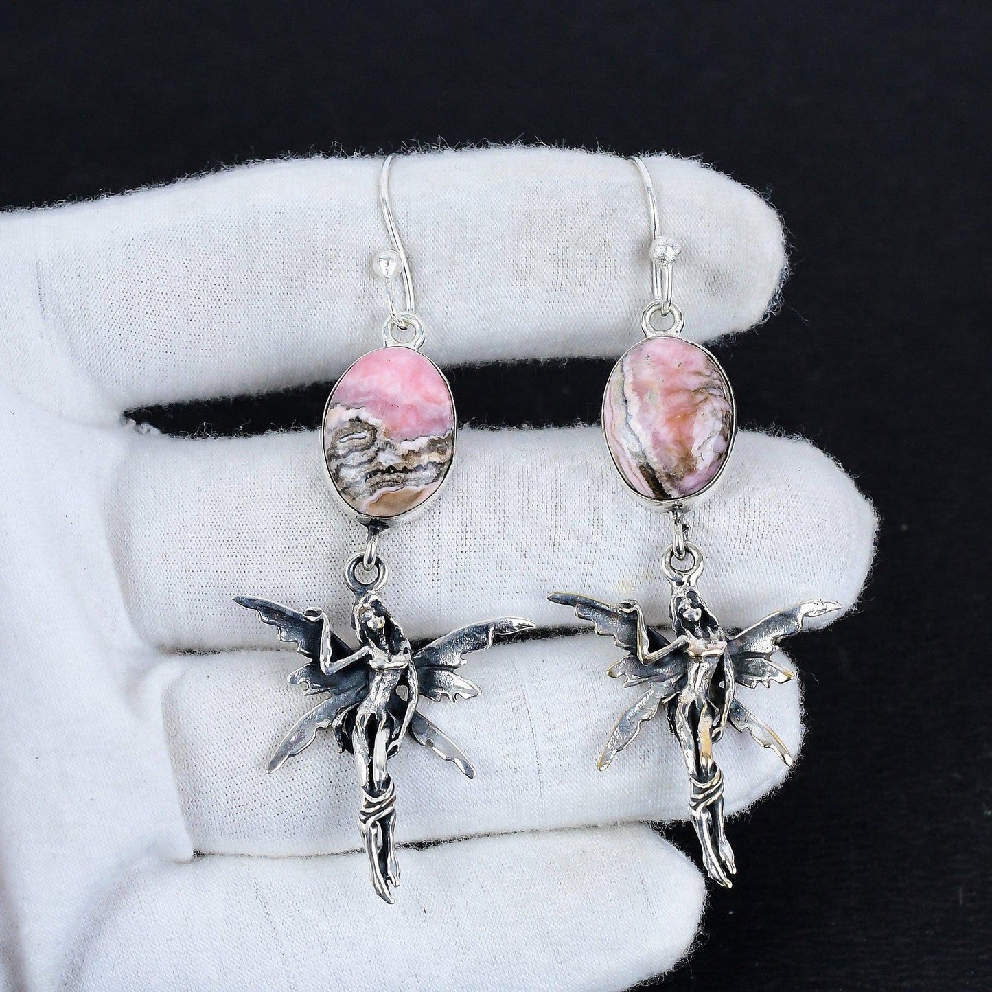 Pink Rhodochrosite Gemstone Earrings