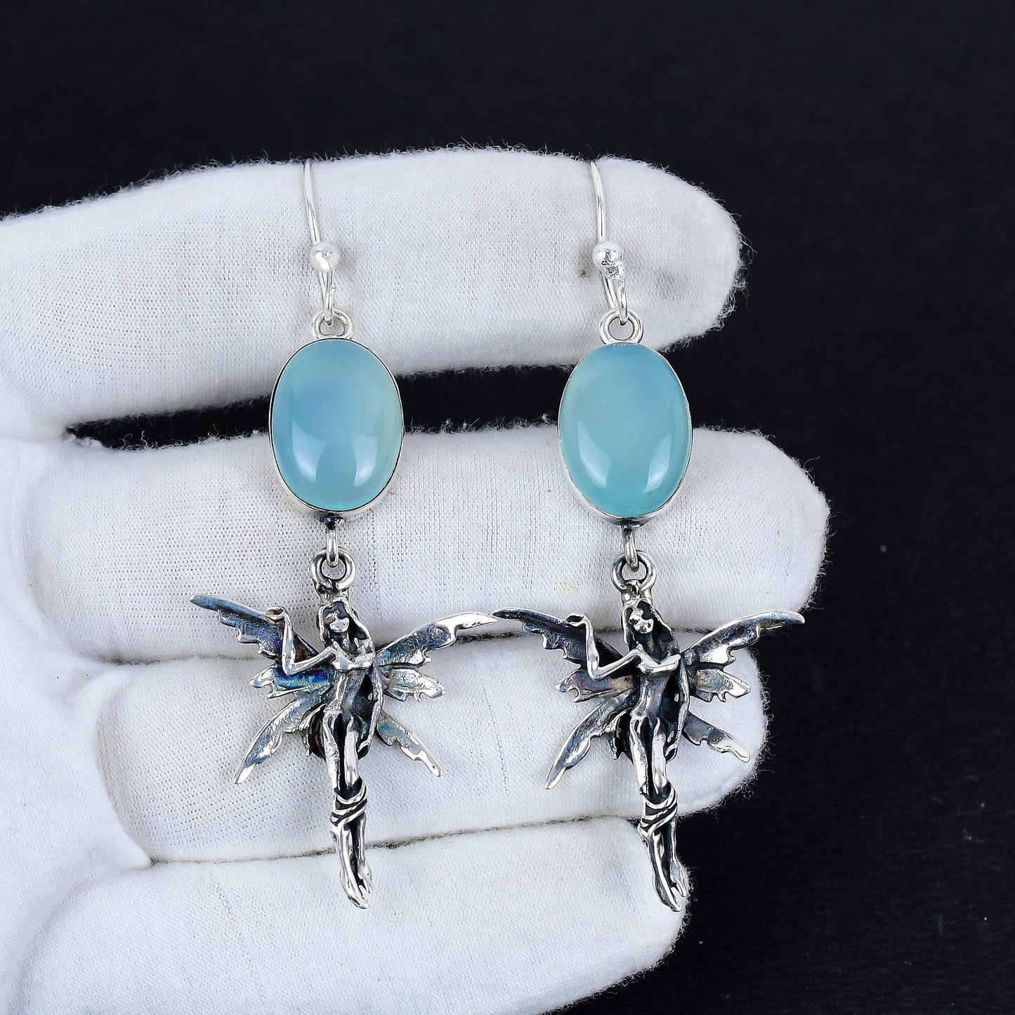 Blue Angelite Gemstone Earrings