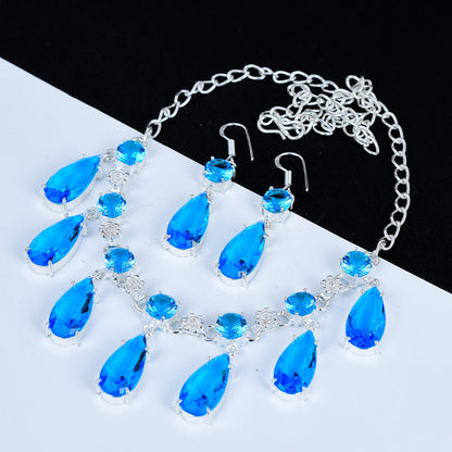 Swiss Blue Topaz Gemstone Necklace