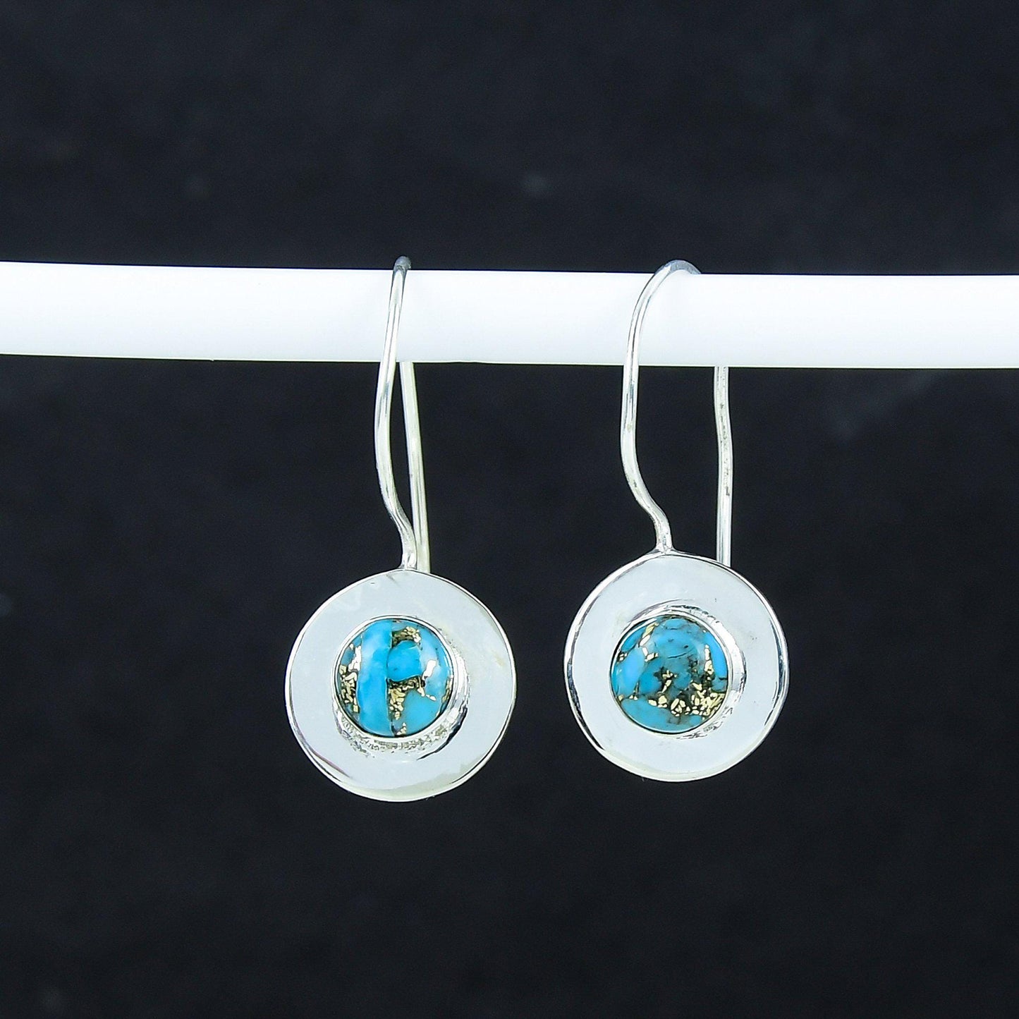 Copper Turquoise Gemstone Dangle Earrings