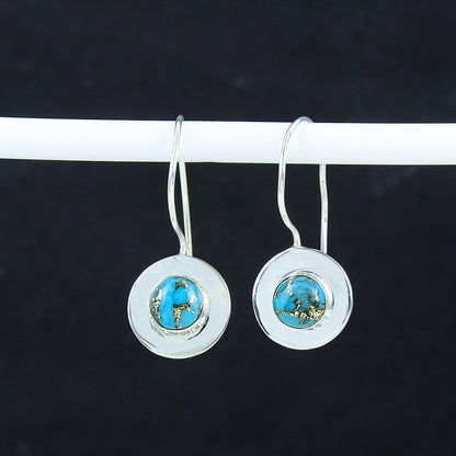 Copper Turquoise Gemstone Dangle Earrings