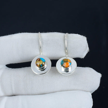 Orange Spiny Turquoise Gemstone Earrings