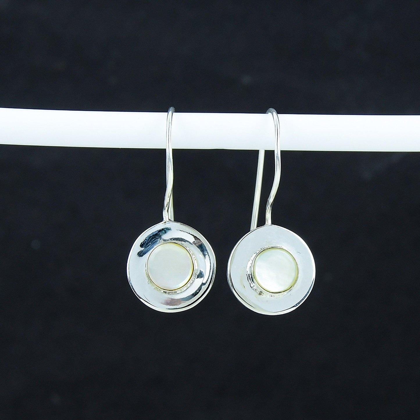 White Mother of Pearl Silver Earrings
