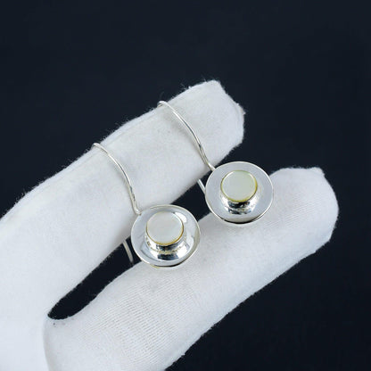 White Mother of Pearl Silver Earrings