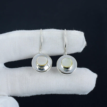 White Mother of Pearl Silver Earrings