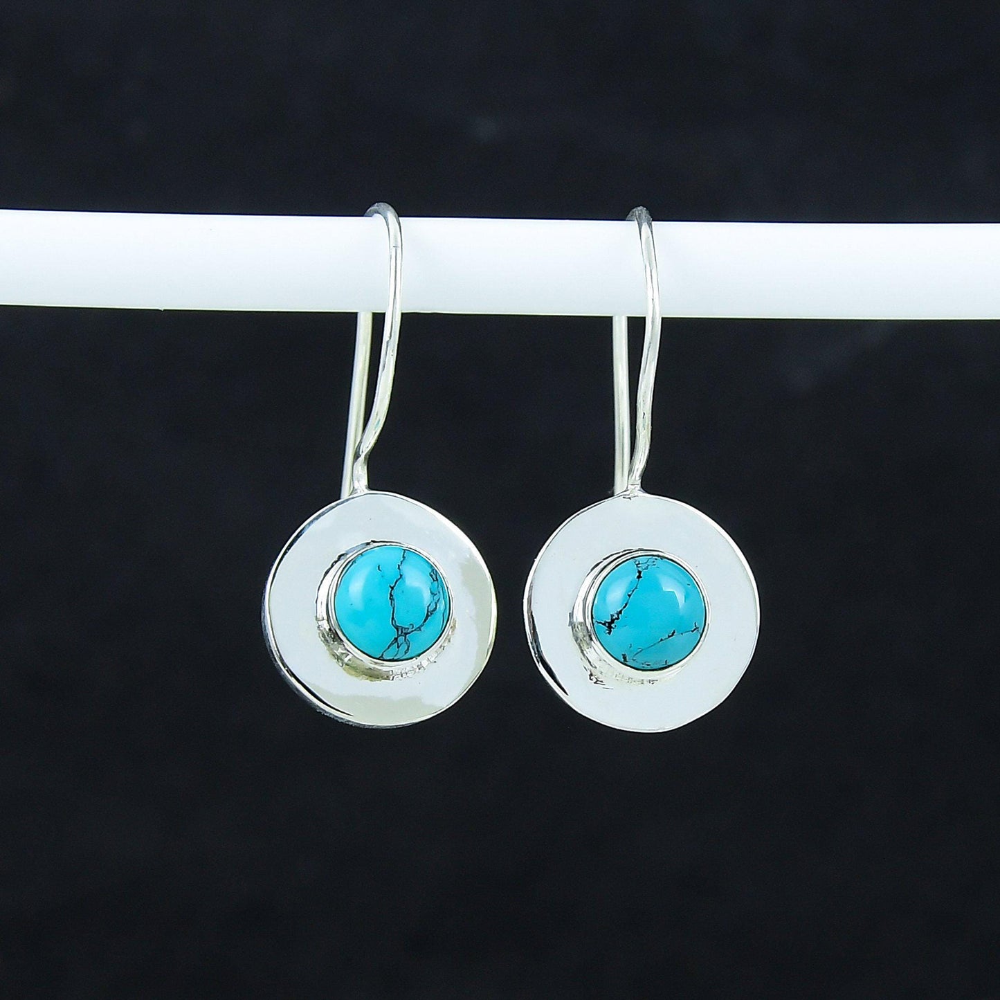Turquoise Gemstone Silver Dangle Earrings